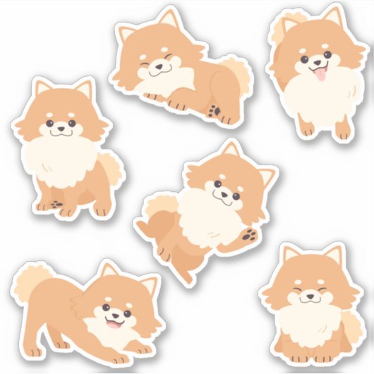 Cute Pomeranian Puppies Sticker (Voorkant)
