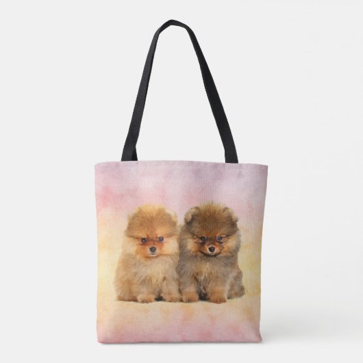 Cute Pomeranian Puppies Tote Bag (Achterkant)