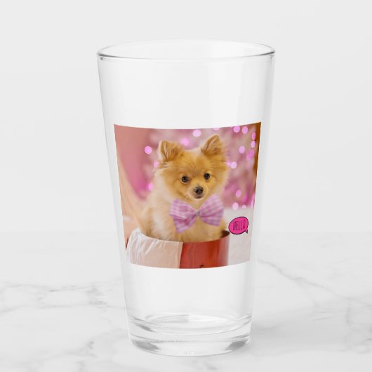 Cute Pomeranian Puppy Glass Glas (Voorkant)