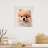Cute Pomeranian Puppy-hond Portret Poster (2) (Keuken)