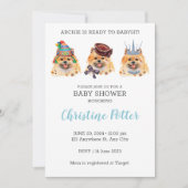 Cute Pomeranian Puppy Theme Baby shower Invitation Kaart (Voorkant)