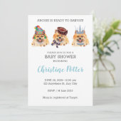 Cute Pomeranian Puppy Theme Baby shower Invitation Kaart (Staand voorkant)