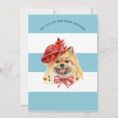 Cute Pomeranian Puppy Theme Baby shower Invitation Kaart (Achterkant)