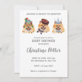 Cute Pomeranian Puppy Theme Baby shower Invitation Kaart (Voorkant)