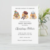Cute Pomeranian Puppy Theme Baby shower Invitation Kaart (Staand voorkant)
