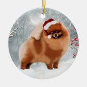 Cute Pomeranian Santa Winter Ornament (Voorkant)