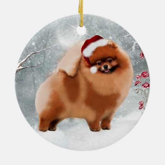 Cute Pomeranian Santa Winter Ornament (Achterkant)