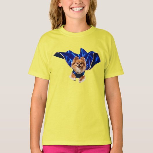 Cute Pomeranian Superhelden T-Shirt voor Kinderen (Voorkant)
