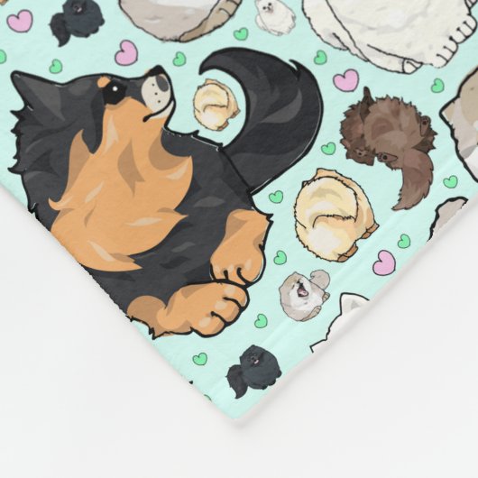 Cute Pomeranian Throw Blanket, Small Fleece Deken (Hoek)