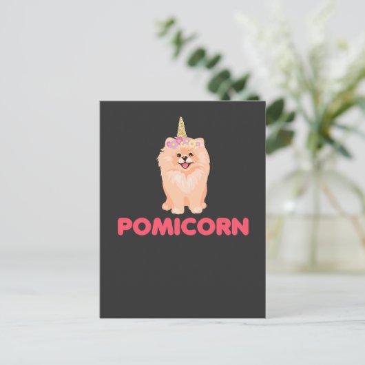 Cute Pomeranian Unicorn Dog met Flowers Briefkaart (Staand voorkant)