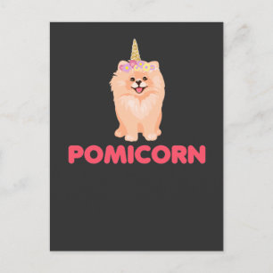 Cute Pomeranian Unicorn Dog met Flowers Briefkaart