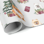 Cute Pommeranian kerstwrapping Paper Cadeaupapier (Rol Hoek)