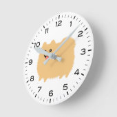 Cute Pommeren Dog met uren en minuten Ronde Klok (Hoek)