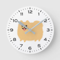 Cute Pommeren Dog met uren en minuten