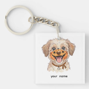 Cute Pompoen Gezichtsbeschildering Hond Halloween  Sleutelhanger