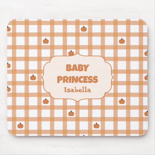 Cute Pompoen Gingham Muis Pad Muismat (Voorkant)