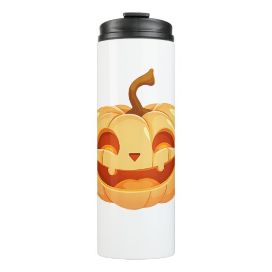 Cute Pompoen Jack O Lantern Schildpad Zee Hallowee Thermosbeker (Voorkant)