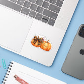 Cute Pompoen Met Geruite Strik Retro Herfst Hallow Sticker (Laptop met iPhone)