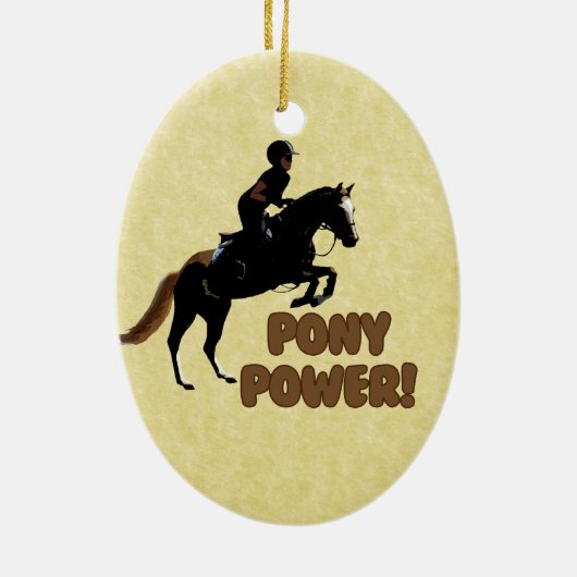 Cute Pony Power Equestrian Keramisch Ornament (Achterkant)