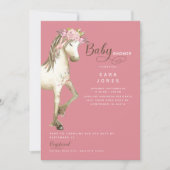 Cute Pony Waterverf Roze Baby shower Kaart (Voorkant)