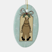 Cute Pony Winter Snow Keepomwille Gift Label Keramisch Ornament (Rechts)