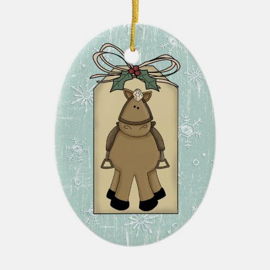 Cute Pony Winter Snow Keepomwille Gift Label Keramisch Ornament (Voorkant)