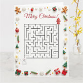 Cute Poodle Dog Christmas Maze Puzzle Holiday Kaart (Gele Bloem)