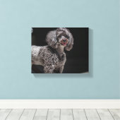 Cute Poodle Dog Face Eyes Tongue Canvas Afdruk (Insitu (Houten vloer))
