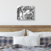 Cute Poodle Dog Face Eyes Tongue Canvas Afdruk (Insitu (Slaapkamer))
