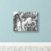 Cute Poodle Dog Face Eyes Tongue Canvas Afdruk (Insitu (Houten vloer))