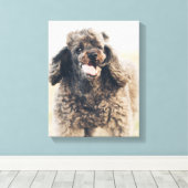 Cute Poodle Dog Face Smile glimlachen Canvas Afdruk (Insitu (Houten vloer))