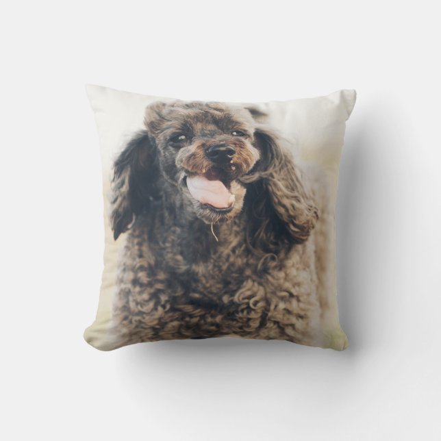 Cute Poodle Dog Face Smile glimlachen Kussen (Voorkant)