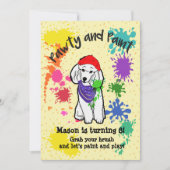 Cute Poodle Dog Fun Art Birthday Party Invitation Kaart (Voorkant)