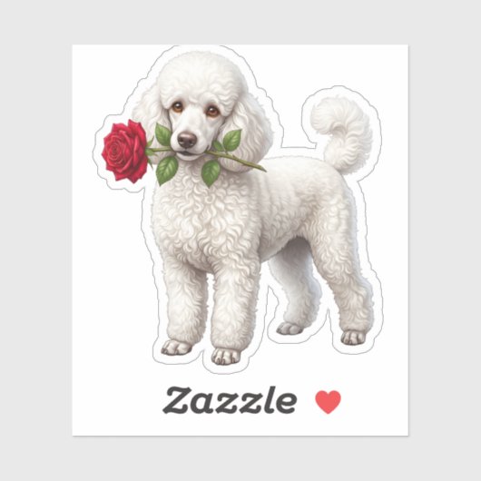 ‏Cute Poodle Dog Sticker (Vel)