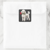 ‏Cute Poodle Dog Vierkante Sticker (Tas)