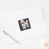 ‏Cute Poodle Dog Vierkante Sticker (Envelop)