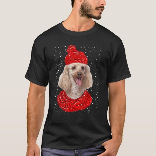 Cute Poodle Dog Xmas Hat Scarf Merry Christmas Sno T-shirt (Voorkant)