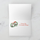 Cute Poodle Dogs Animal Pets Merry kerst Holly Kaart (Binnen)