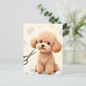 Cute Poodle Grooming Bubbles Scissors  Briefkaart (Staand voorkant)