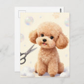 Cute Poodle Grooming Bubbles Scissors  Briefkaart (Voorkant / Achterkant)