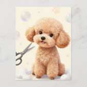 Cute Poodle Grooming Bubbles Scissors Briefkaart (Voorkant)