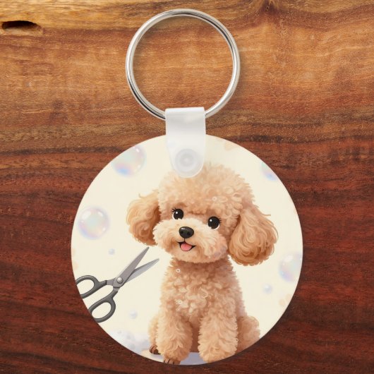 Cute Poodle Grooming Bubbles Scissors  Sleutelhanger (Achterkant)
