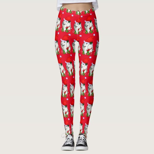 Cute Poodle Kerstmis Leggings (Voorkant)