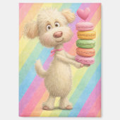 Cute Poodle Macaron Magnet – Rainbow Pastel Dog  (Voorkant)