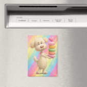 Cute Poodle Macaron Magnet – Rainbow Pastel Dog  (Insitu (Vaatwasser))