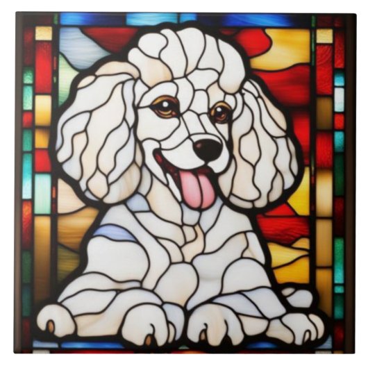 Cute Poodle Sierkeramiek Tegels Tegeltje (Voorkant)