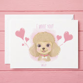 Cute Poodle Valentine Card with I Woof You Message Feestdagenkaart