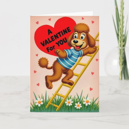 Cute Poodle Valentine Love Card Kaart (Voorkant)