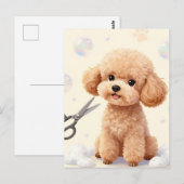 Cute Poodle Verzorging Bubbel Scharen Briefkaart (Voorkant / Achterkant)