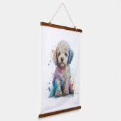 Cute Poodle Waterverf Art Hangend Wandkleed (Gebogen)